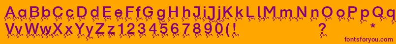 Runningletters-fontti – violetit fontit oranssilla taustalla