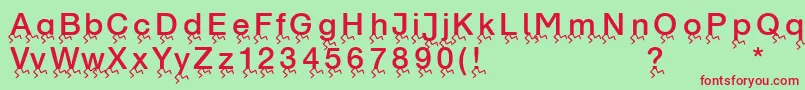 Runningletters-Schriftart – Rote Schriften auf grünem Hintergrund