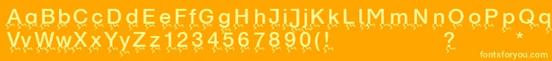 Weitere Informationen zur Runningletters-Schriftart Runningletters-Schriftart – Gelbe Schriften auf orangefarbenem Hintergrund