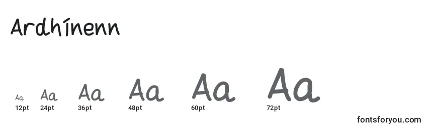 Ardhinenn Font Sizes