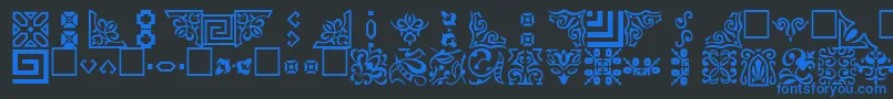 OrnamentttRegular-Schriftart – Blaue Schriften auf schwarzem Hintergrund