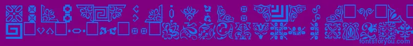 OrnamentttRegular-Schriftart – Blaue Schriften auf violettem Hintergrund