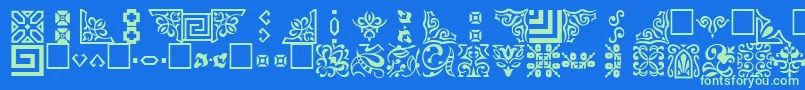 OrnamentttRegular-Schriftart – Grüne Schriften auf blauem Hintergrund