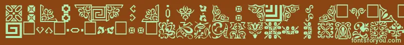 OrnamentttRegular-Schriftart – Grüne Schriften auf braunem Hintergrund