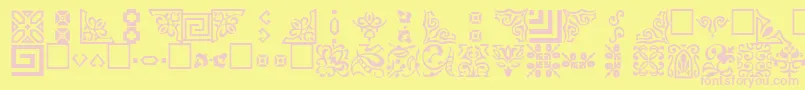OrnamentttRegular-Schriftart – Rosa Schriften auf gelbem Hintergrund