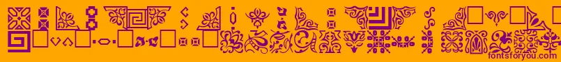 OrnamentttRegular-Schriftart – Violette Schriften auf orangefarbenem Hintergrund