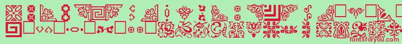 OrnamentttRegular Font – Red Fonts on Green Background