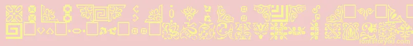 OrnamentttRegular-Schriftart – Gelbe Schriften auf rosa Hintergrund