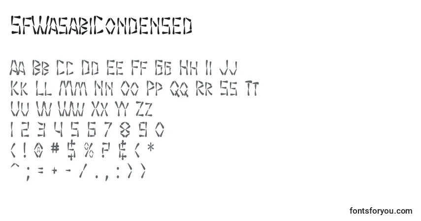 Czcionka SfWasabiCondensed – alfabet, cyfry, specjalne znaki