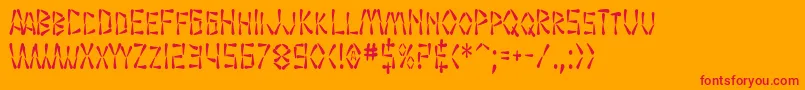 SfWasabiCondensed-Schriftart – Rote Schriften auf orangefarbenem Hintergrund