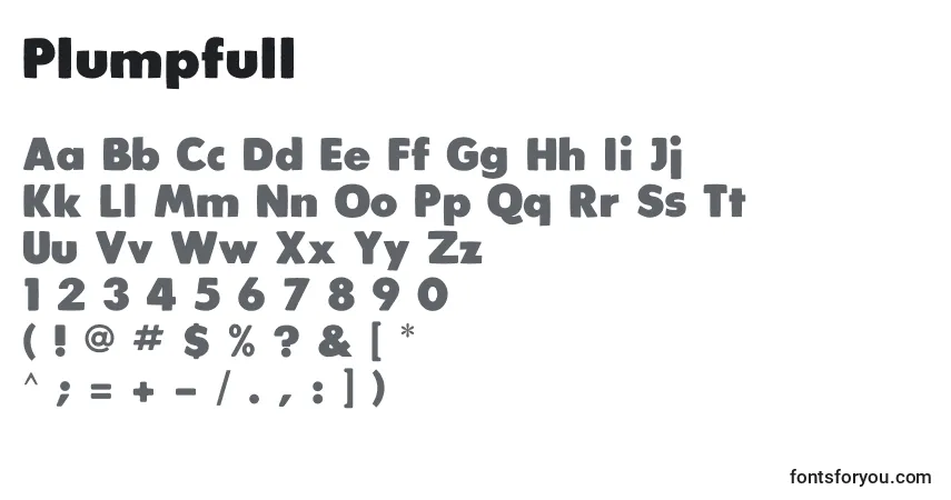 Fuente Plumpfull - alfabeto, números, caracteres especiales