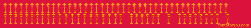Empireoflights-Schriftart – Orangefarbene Schriften auf rotem Hintergrund