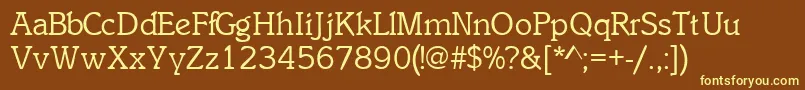 InclinatsskRegular-fontti – keltaiset fontit ruskealla taustalla