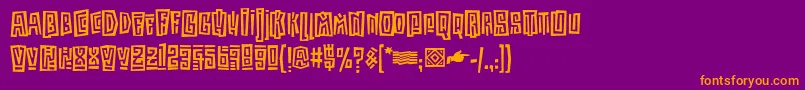 KokoaItc-Schriftart – Orangefarbene Schriften auf violettem Hintergrund
