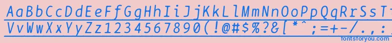 フォントBptypewriteunderscoreditalics – ピンクの背景に青い文字