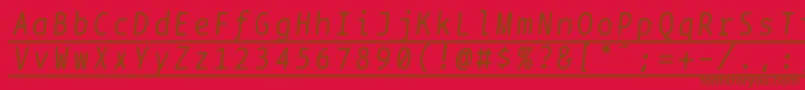 Bptypewriteunderscoreditalics-Schriftart – Braune Schriften auf rotem Hintergrund