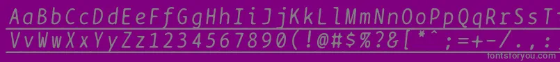 フォントBptypewriteunderscoreditalics – 紫の背景に灰色の文字