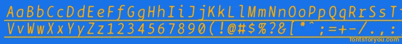Bptypewriteunderscoreditalics Font – Orange Fonts on Blue Background