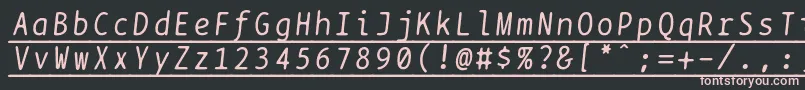 Fonte Bptypewriteunderscoreditalics – fontes rosa em um fundo preto