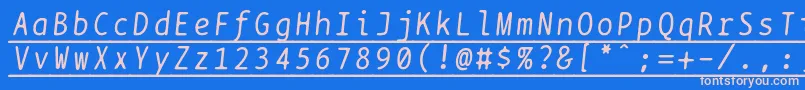 Bptypewriteunderscoreditalics Font – Pink Fonts on Blue Background