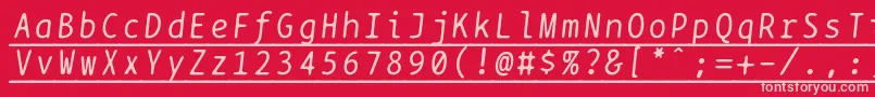 Bptypewriteunderscoreditalics Font – Pink Fonts on Red Background