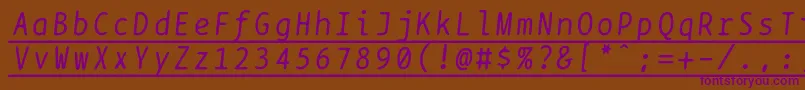 Bptypewriteunderscoreditalics Font – Purple Fonts on Brown Background