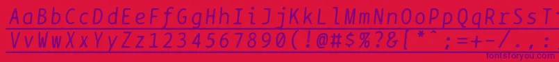 フォントBptypewriteunderscoreditalics – 赤い背景に紫のフォント