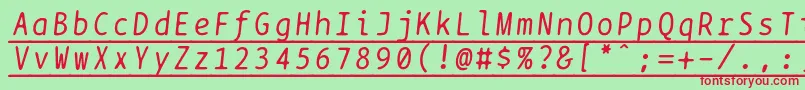 フォントBptypewriteunderscoreditalics – 赤い文字の緑の背景