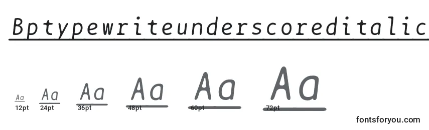 Größen der Schriftart Bptypewriteunderscoreditalics