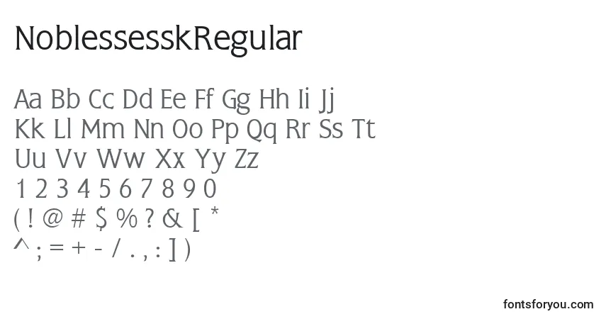 Schriftart NoblessesskRegular – Alphabet, Zahlen, spezielle Symbole