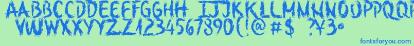 フォントSketchOutYourFingersDemo – 青い文字は緑の背景です。