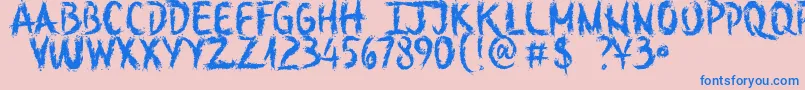 Więcej informacji o czcionce SketchOutYourFingersDemo Czcionka SketchOutYourFingersDemo – niebieskie czcionki na różowym tle