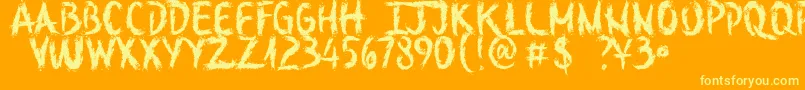 Шрифт SketchOutYourFingersDemo – жёлтые шрифты на оранжевом фоне