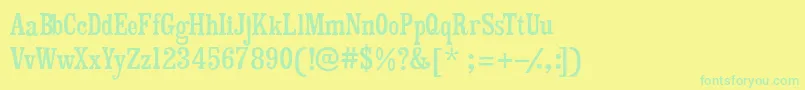 Fonte MistersinatraSlim – fontes verdes em um fundo amarelo