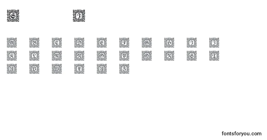 Czcionka Schmuck Initialen 2 – alfabet, cyfry, specjalne znaki