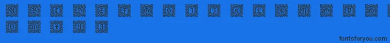 Schmuck Initialen 2 Font – Black Fonts on Blue Background