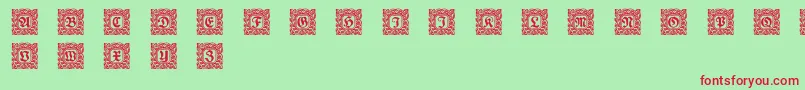 Schmuck Initialen 2 Font – Red Fonts on Green Background