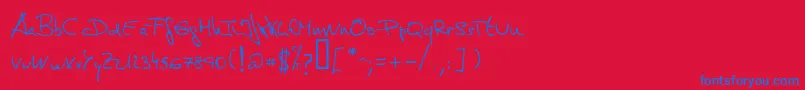 DeManu1Normal Font – Blue Fonts on Red Background