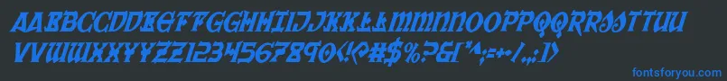 Warpriestcondital-Schriftart – Blaue Schriften auf schwarzem Hintergrund