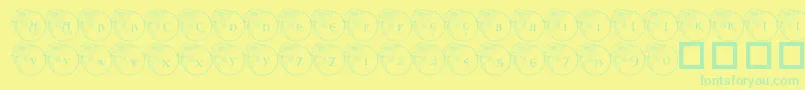Pf Xmas Flower1 Font – Green Fonts on Yellow Background