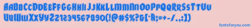 フォントXmasxpressacad – ピンクの背景に青い文字
