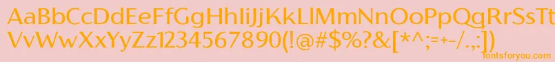 フォントFlorentiaRegularTrial – オレンジの文字がピンクの背景にあります。