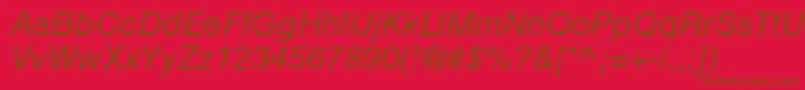 HelveticaltstdObl Font – Brown Fonts on Red Background