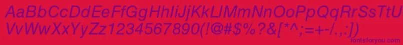 HelveticaltstdObl Font – Purple Fonts on Red Background