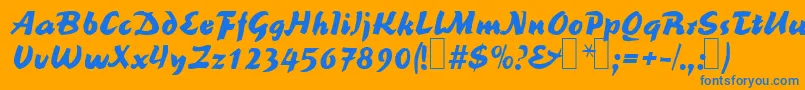 フォントR691ScriptBold – オレンジの背景に青い文字