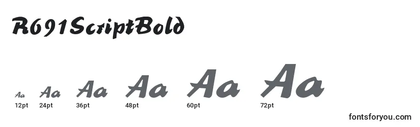 R691ScriptBold Font Sizes