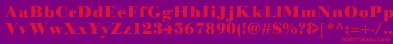 LinotypegianottenBlack-Schriftart – Rote Schriften auf violettem Hintergrund