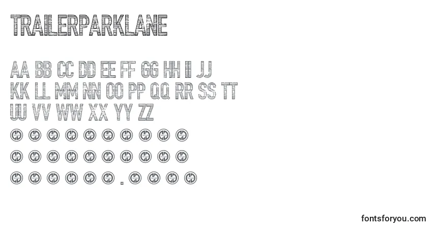 A fonte TrailerParkLane – alfabeto, números, caracteres especiais
