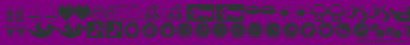 FontaliciousThingbats-fontti – mustat fontit violetilla taustalla