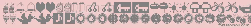 フォントFontaliciousThingbats – ピンクの背景に灰色の文字